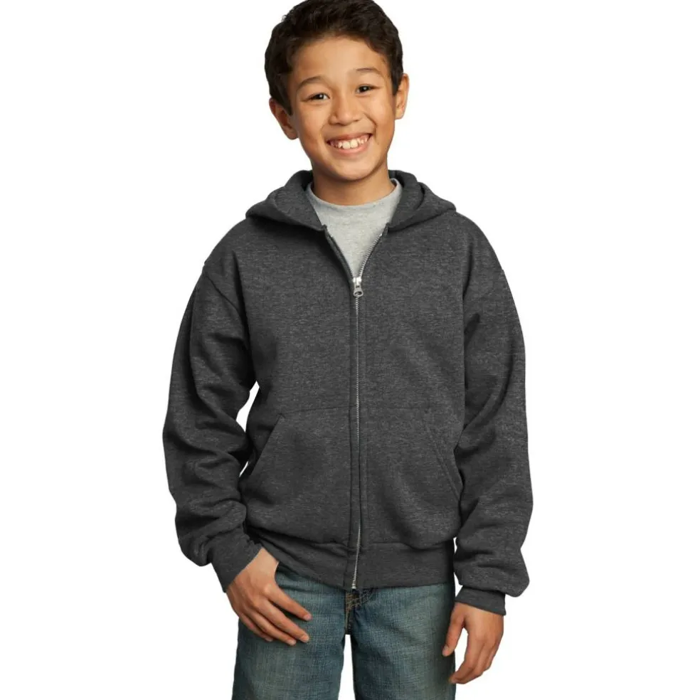 Port & Company® Youth Core Fleece Full-Zip Hooded Sweatshirt