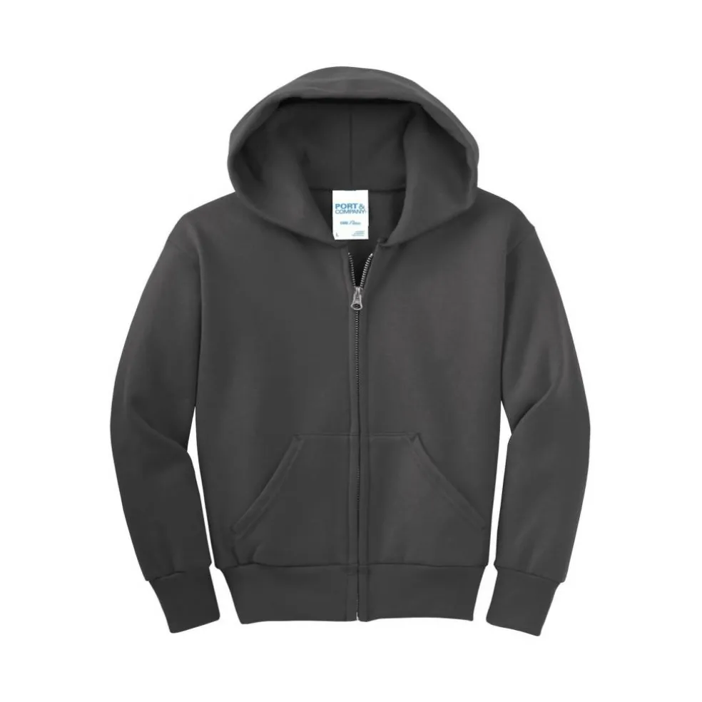 Port & Company® Youth Core Fleece Full-Zip Hooded Sweatshirt