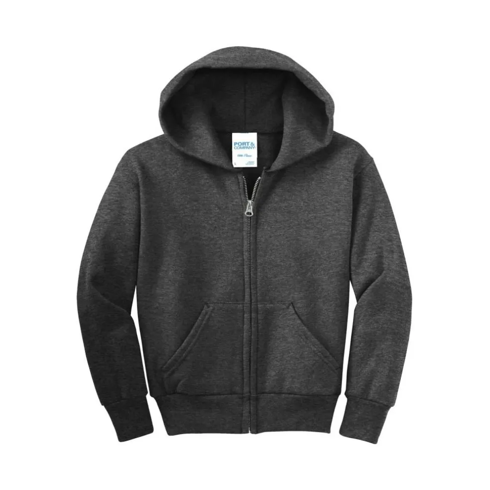 Port & Company® Youth Core Fleece Full-Zip Hooded Sweatshirt