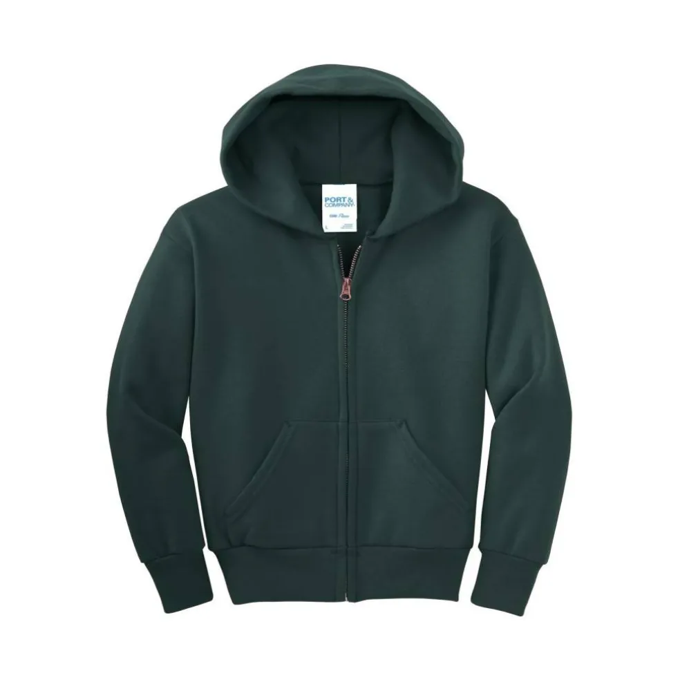 Port & Company® Youth Core Fleece Full-Zip Hooded Sweatshirt