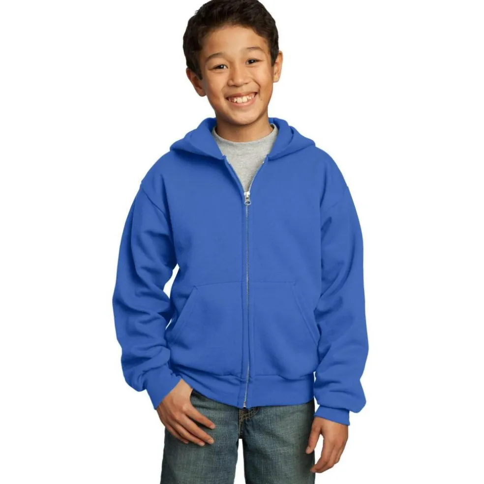 Port & Company® Youth Core Fleece Full-Zip Hooded Sweatshirt