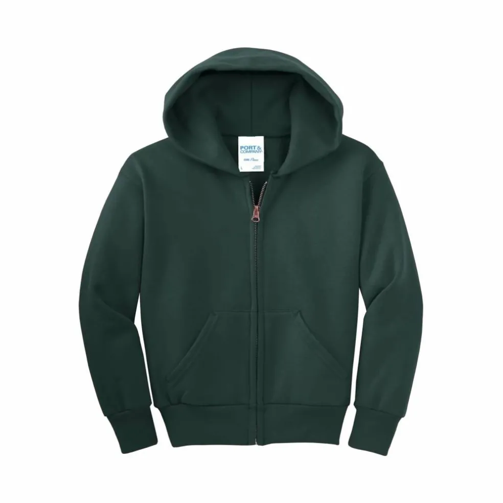 Port & Company® Youth Core Fleece Full-Zip Hooded Sweatshirt