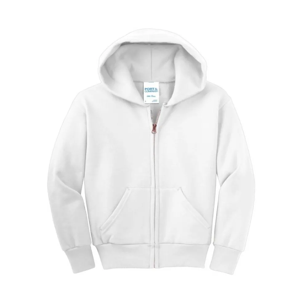 Port & Company® Youth Core Fleece Full-Zip Hooded Sweatshirt