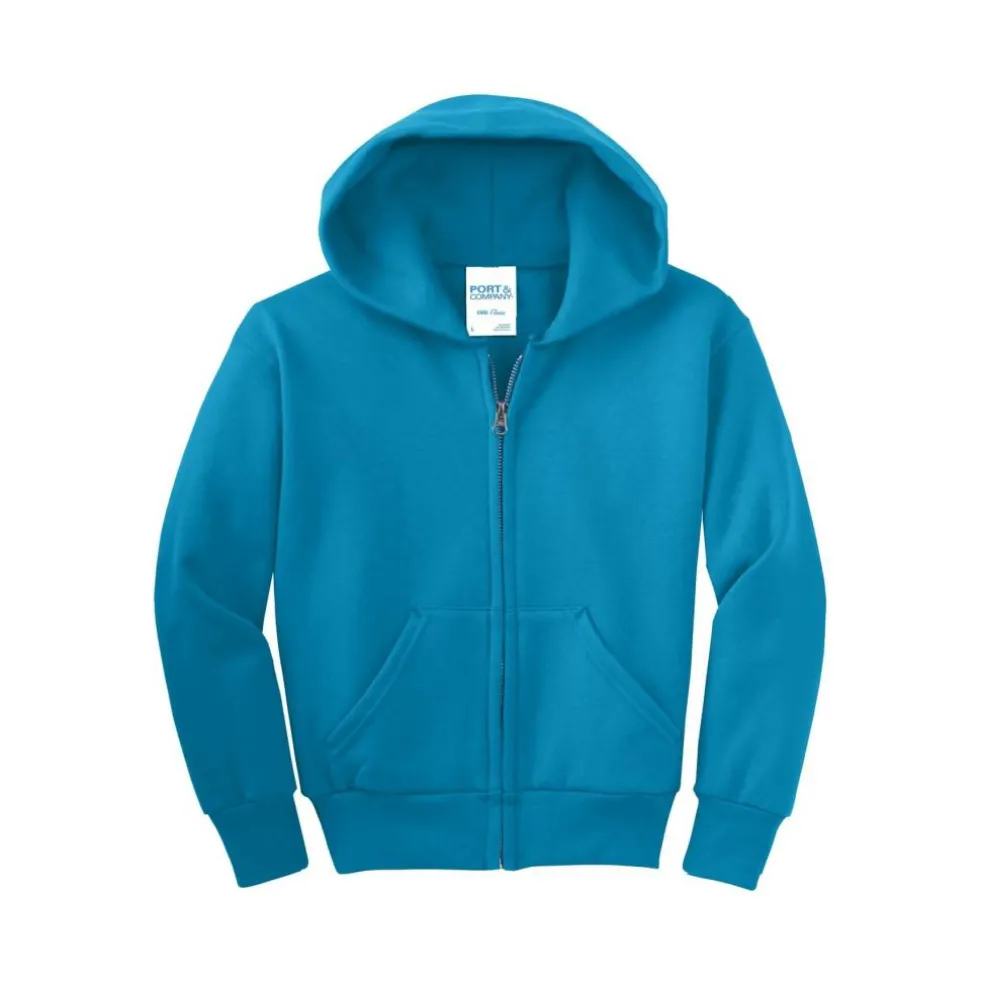 Port & Company® Youth Core Fleece Full-Zip Hooded Sweatshirt