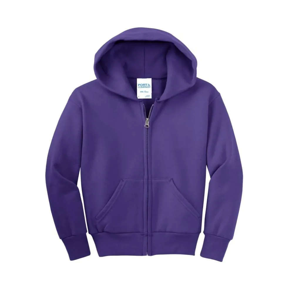 Port & Company® Youth Core Fleece Full-Zip Hooded Sweatshirt