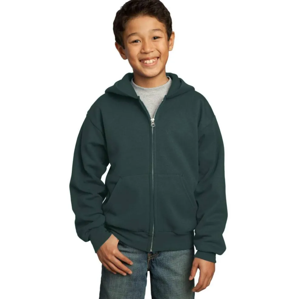 Port & Company® Youth Core Fleece Full-Zip Hooded Sweatshirt