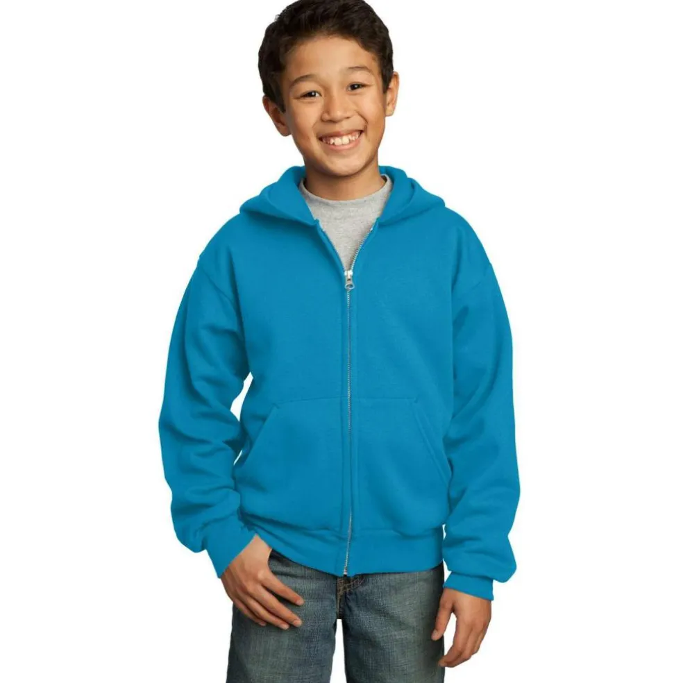 Port & Company® Youth Core Fleece Full-Zip Hooded Sweatshirt