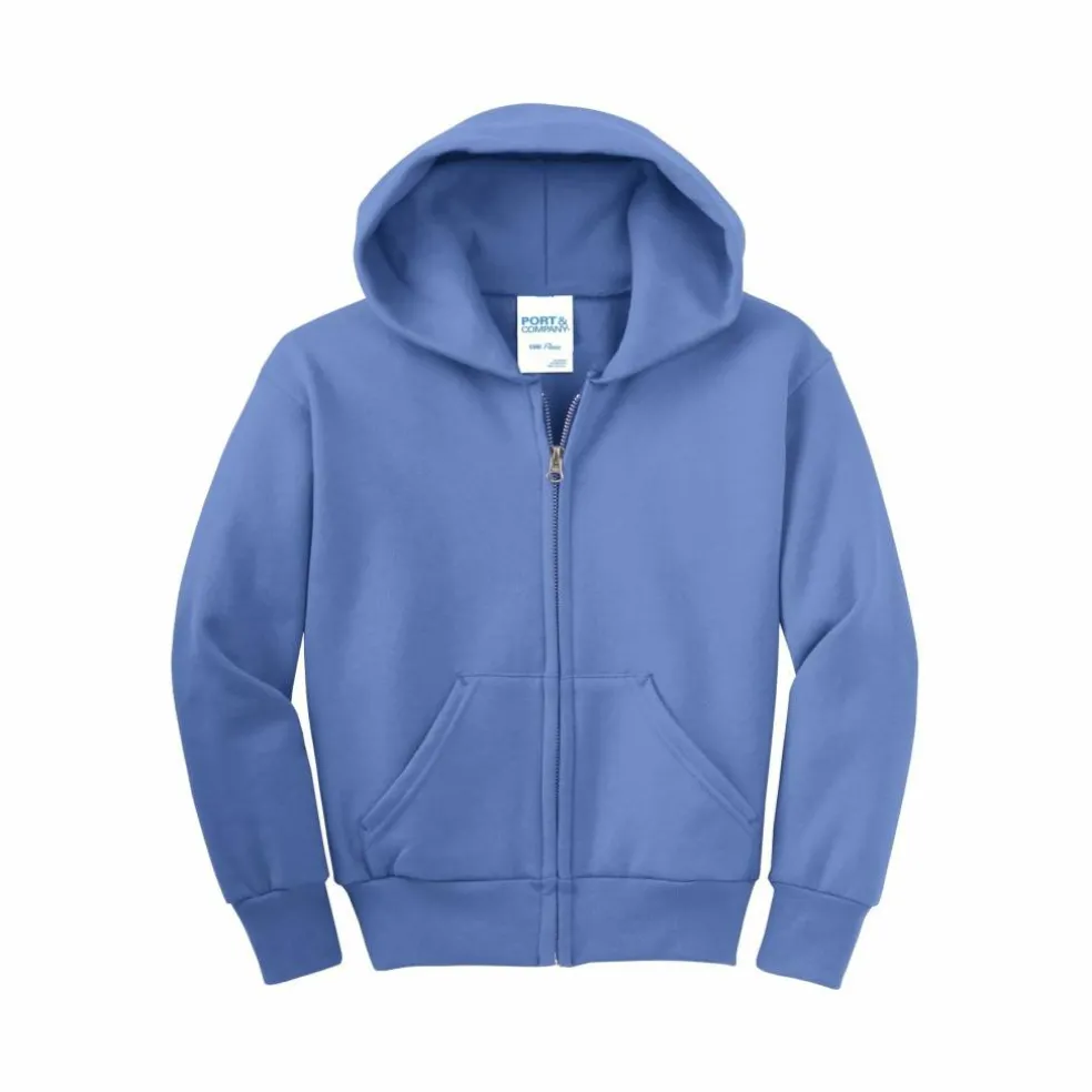 Port & Company® Youth Core Fleece Full-Zip Hooded Sweatshirt