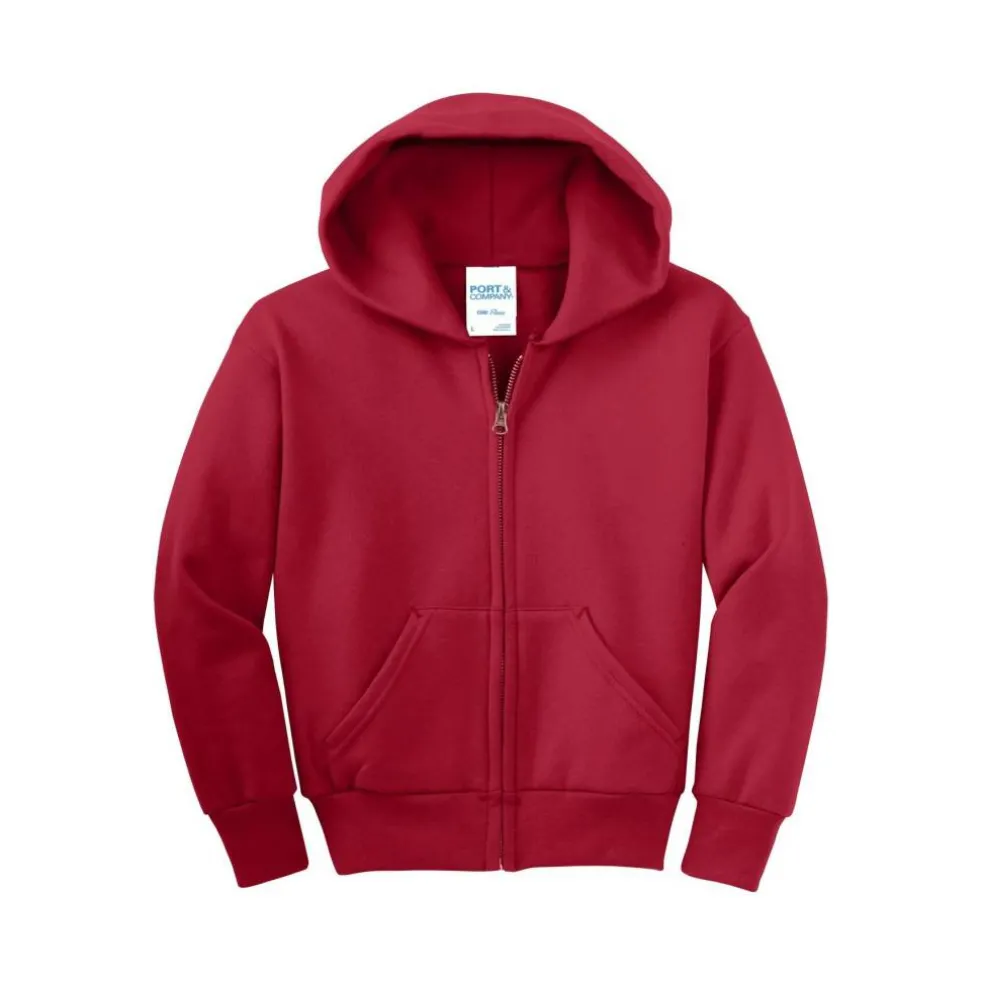 Port & Company® Youth Core Fleece Full-Zip Hooded Sweatshirt