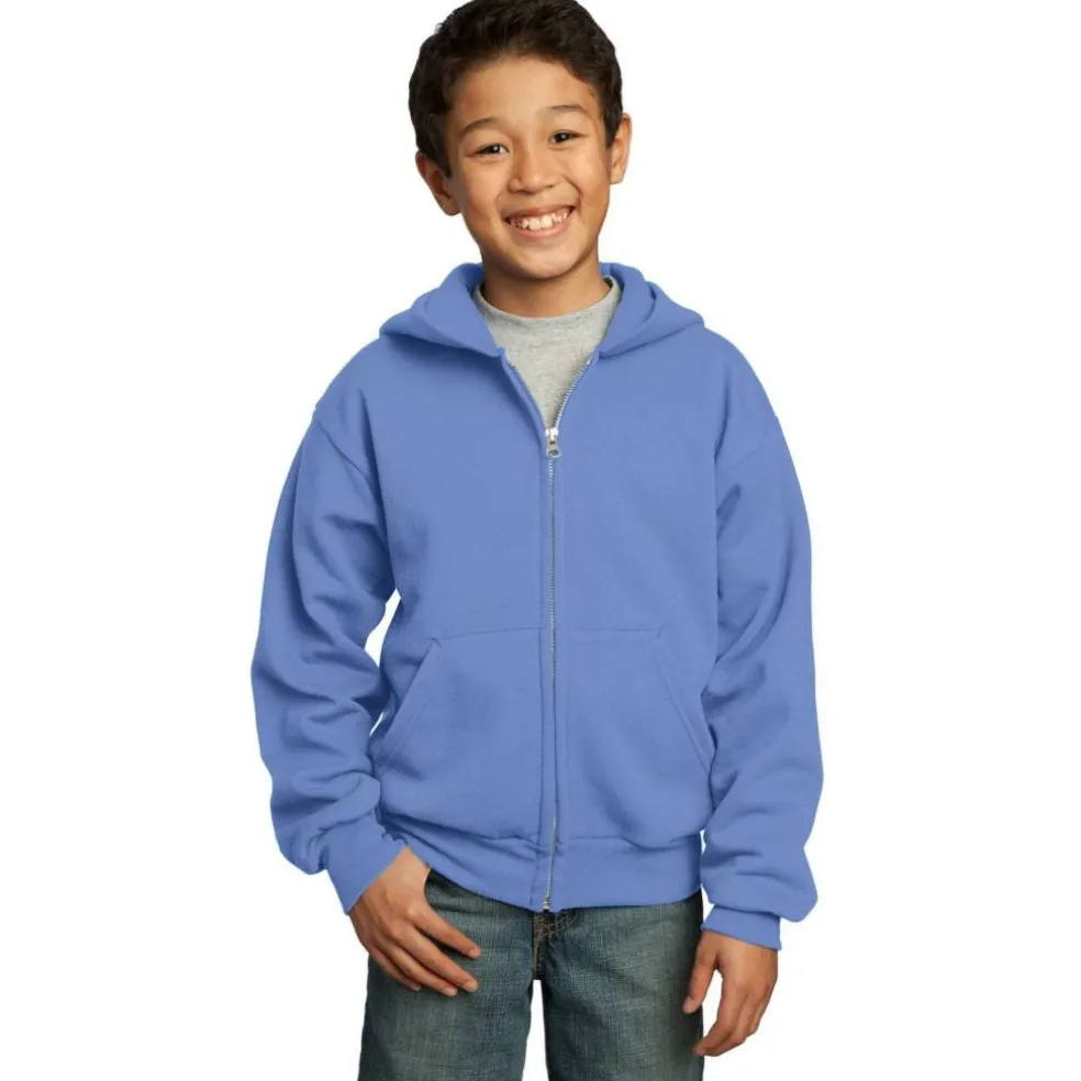 Port & Company® Youth Core Fleece Full-Zip Hooded Sweatshirt