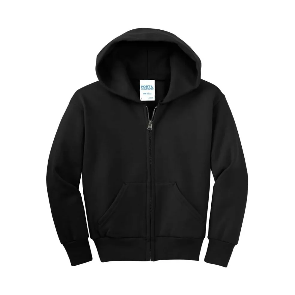 Port & Company® Youth Core Fleece Full-Zip Hooded Sweatshirt