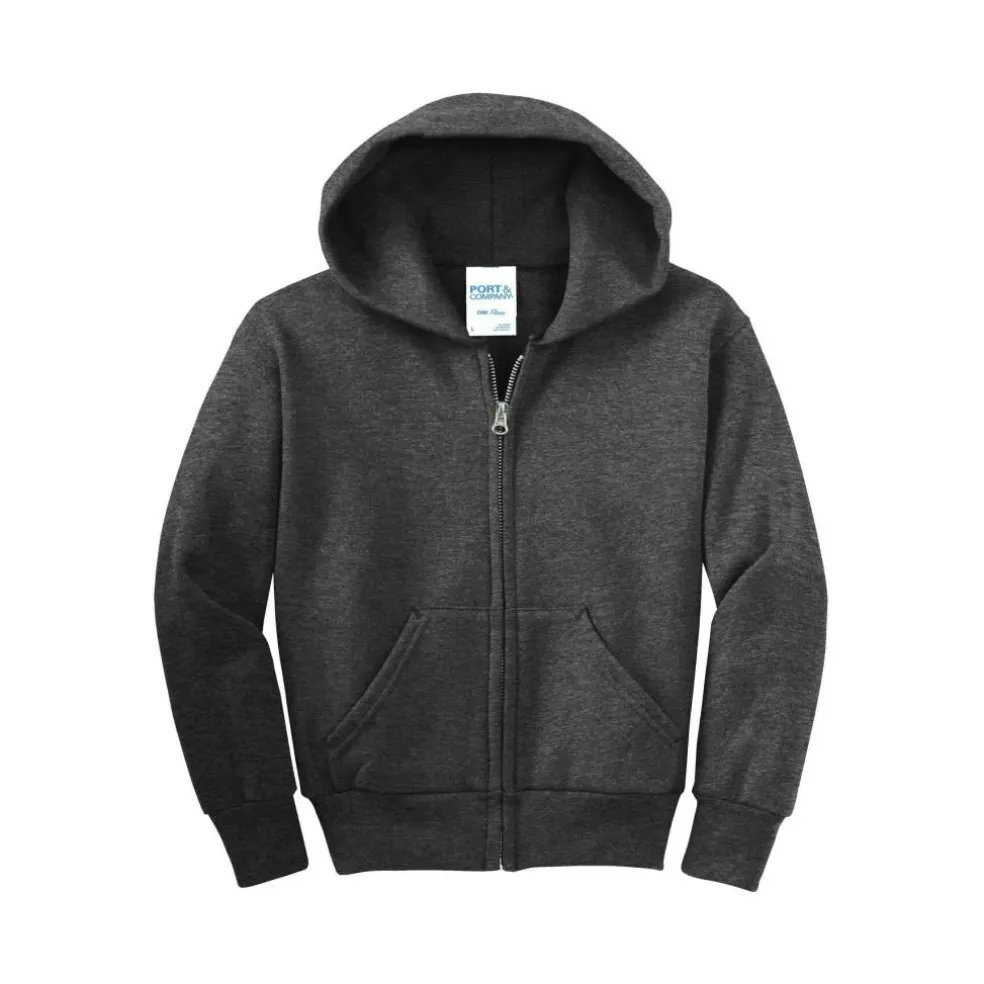 Port & Company® Youth Core Fleece Full-Zip Hooded Sweatshirt
