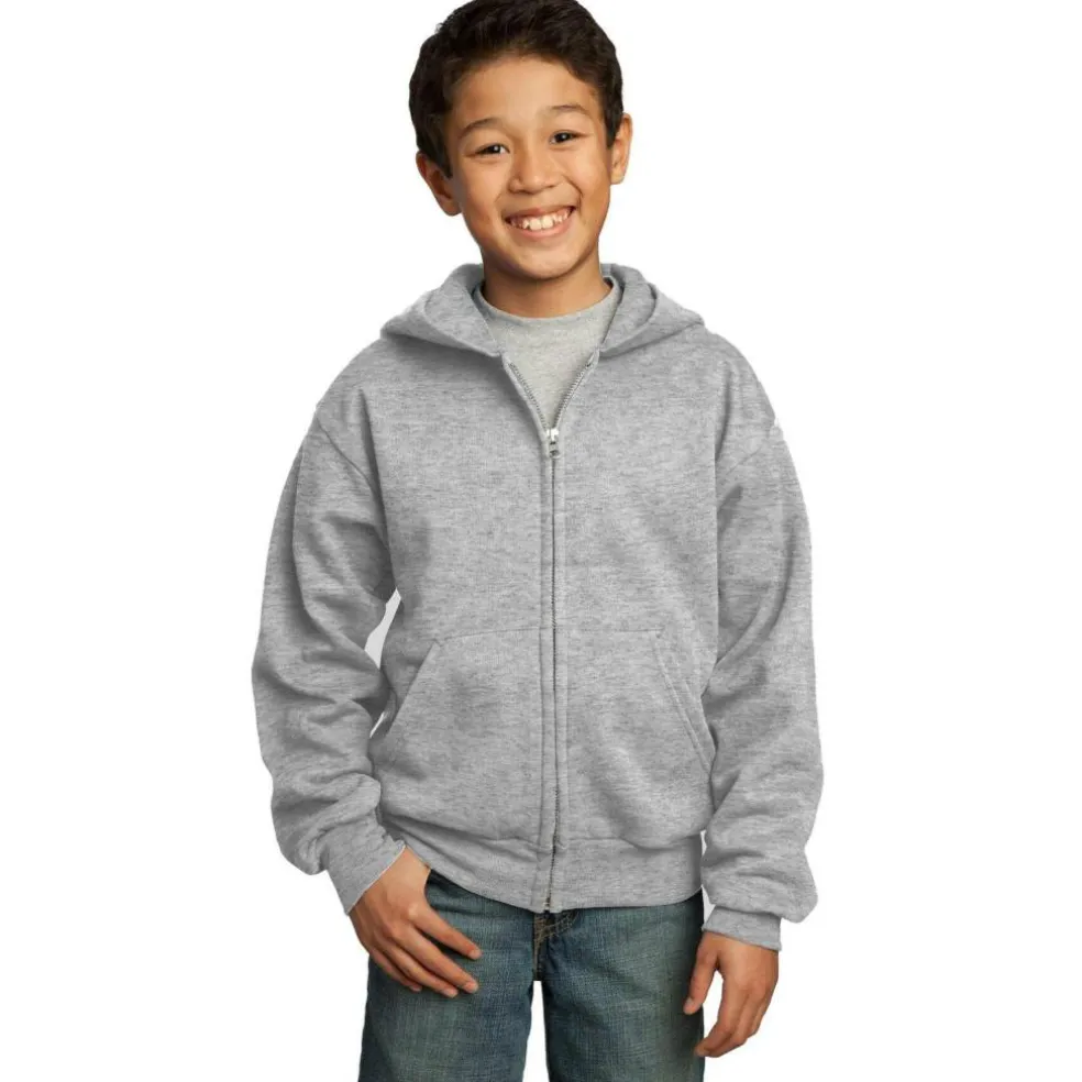 Port & Company® Youth Core Fleece Full-Zip Hooded Sweatshirt