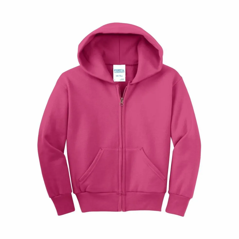 Port & Company® Youth Core Fleece Full-Zip Hooded Sweatshirt