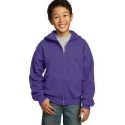 Port & Company® Youth Core Fleece Full-Zip Hooded Sweatshirt