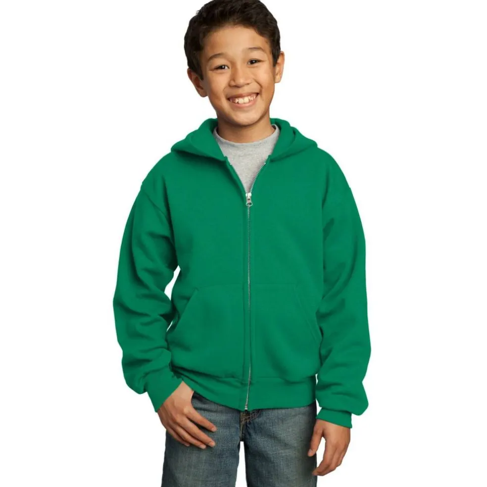 Port & Company® Youth Core Fleece Full-Zip Hooded Sweatshirt