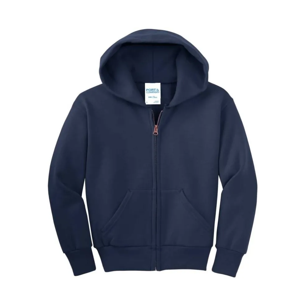 Port & Company® Youth Core Fleece Full-Zip Hooded Sweatshirt