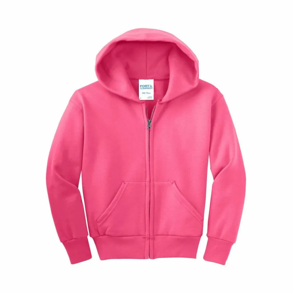 Port & Company® Youth Core Fleece Full-Zip Hooded Sweatshirt