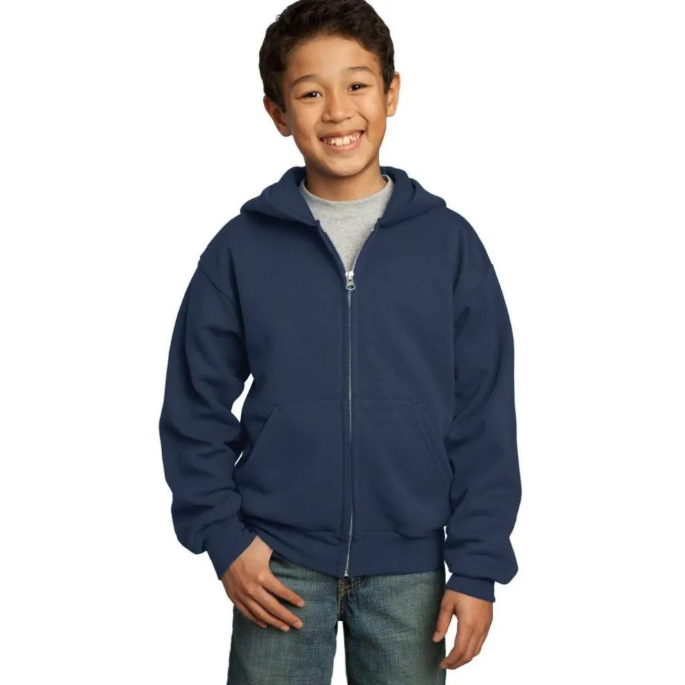 Port & Company® Youth Core Fleece Full-Zip Hooded Sweatshirt