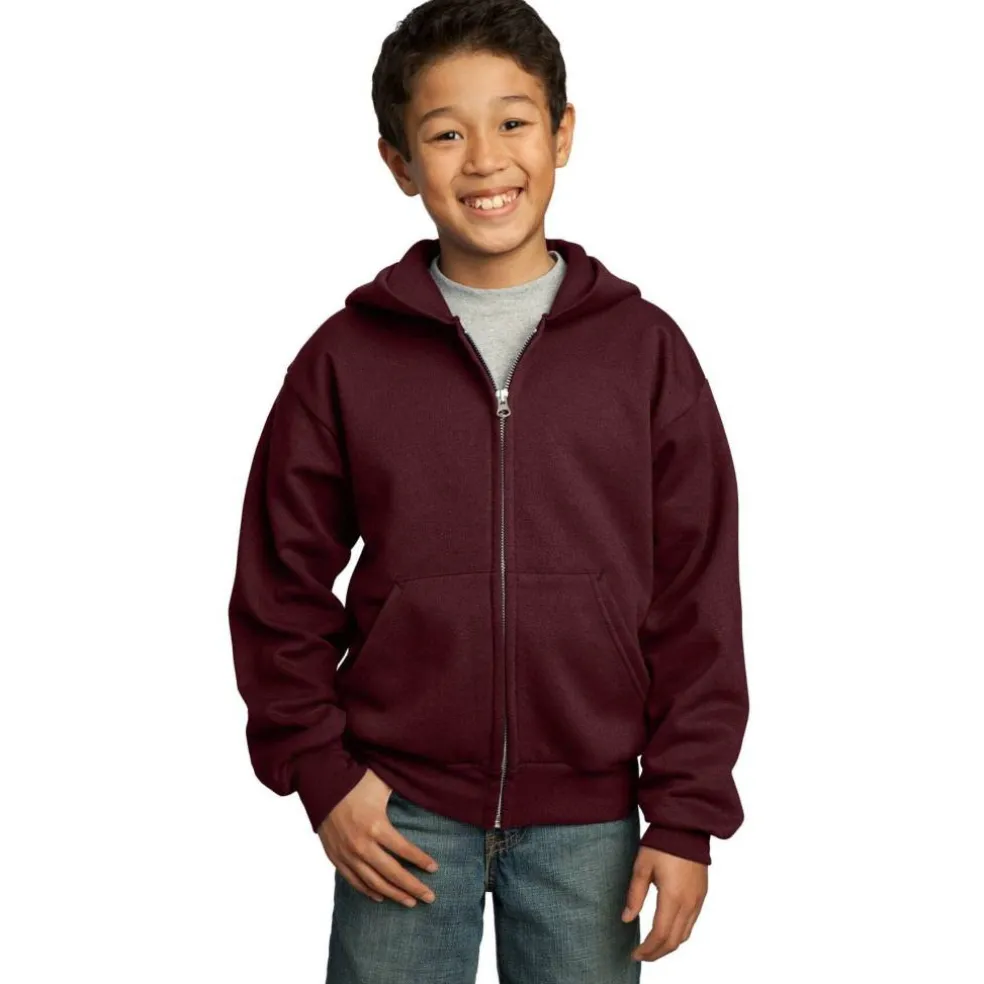 Port & Company® Youth Core Fleece Full-Zip Hooded Sweatshirt