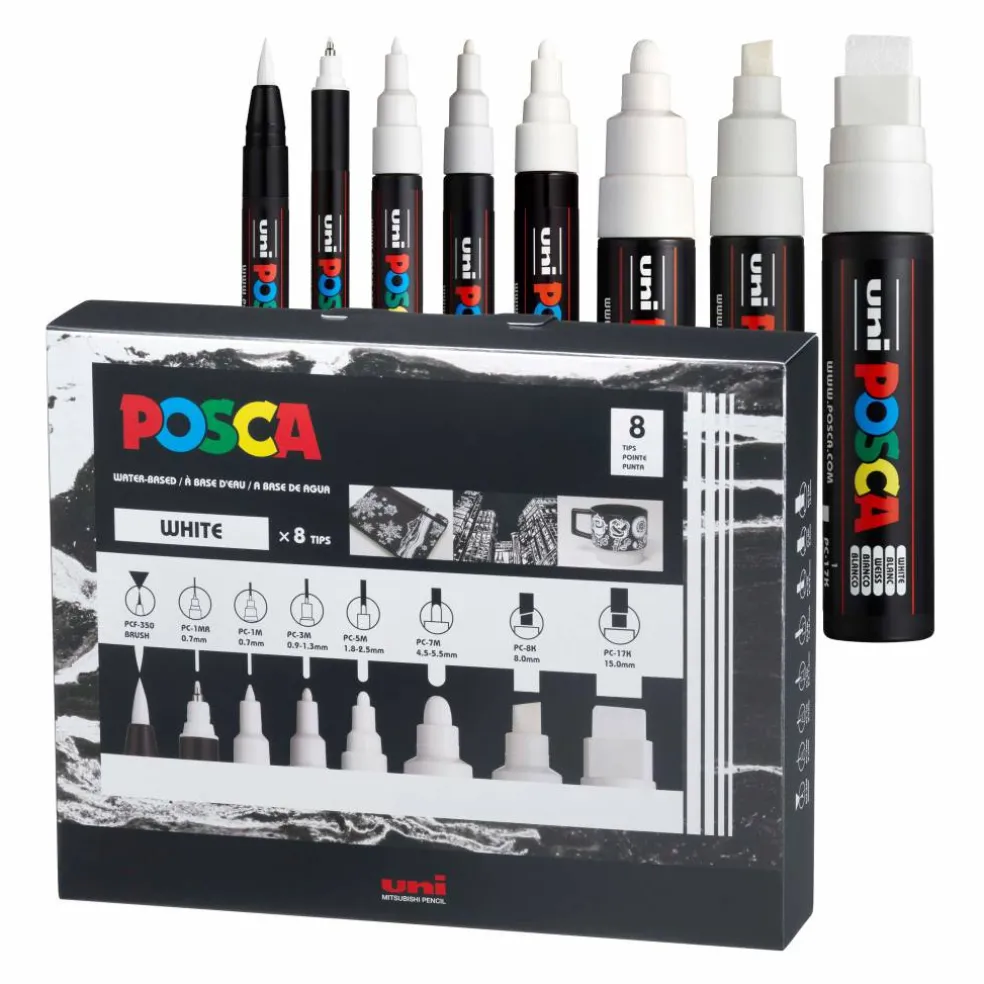 POSCA All White Paint Marker Set