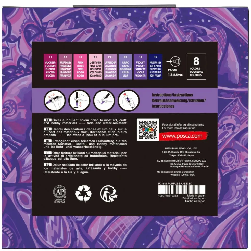 POSCA® PC5M Color Shades Medium Bullet Tip Paint Markers