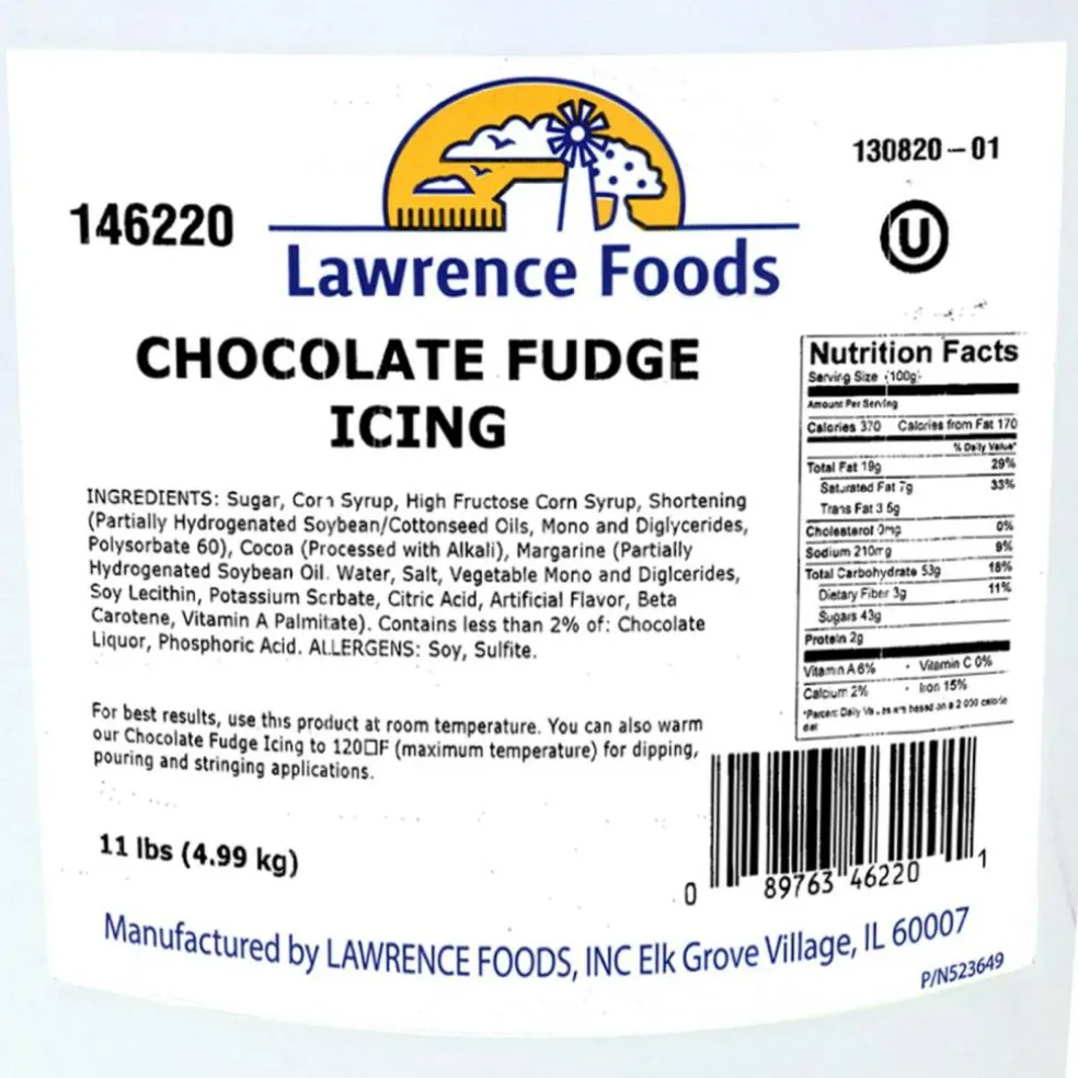 11 Pound Lawrence Foods Chocolate Fudge Icing Ready to Use Rich Chocolate 2 Per Case