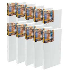 Practica Economy Stretched Cotton Canvas 20-Pack, 12x24" - Acid-Free Acrylic Primed Canvas for Acrylics, Pastels, Graphite, & More!