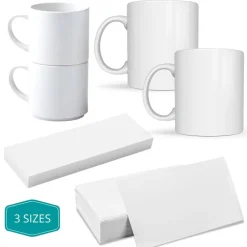 Precut Butcher Paper Sheets for Sublimation Mugs (3 Size Pack, fit 10 oz, 11/12 oz Mugs & 15 oz Mugs perfectly), White, Uncoated