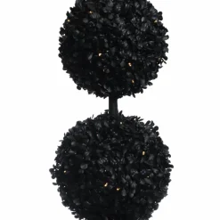 Pre-Lit Black Boxwood Ball UV Resistant Topiary by Ashland®
