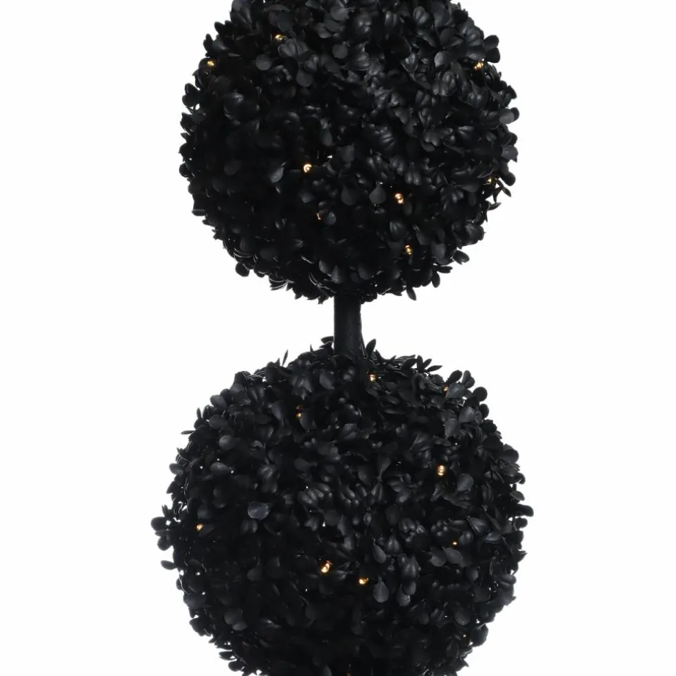 Pre-Lit Black Boxwood Ball UV Resistant Topiary by Ashland®