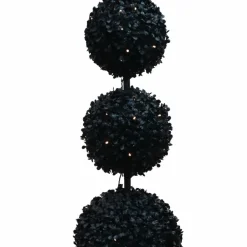 Pre-Lit Black Boxwood Ball UV Resistant Topiary by Ashland®