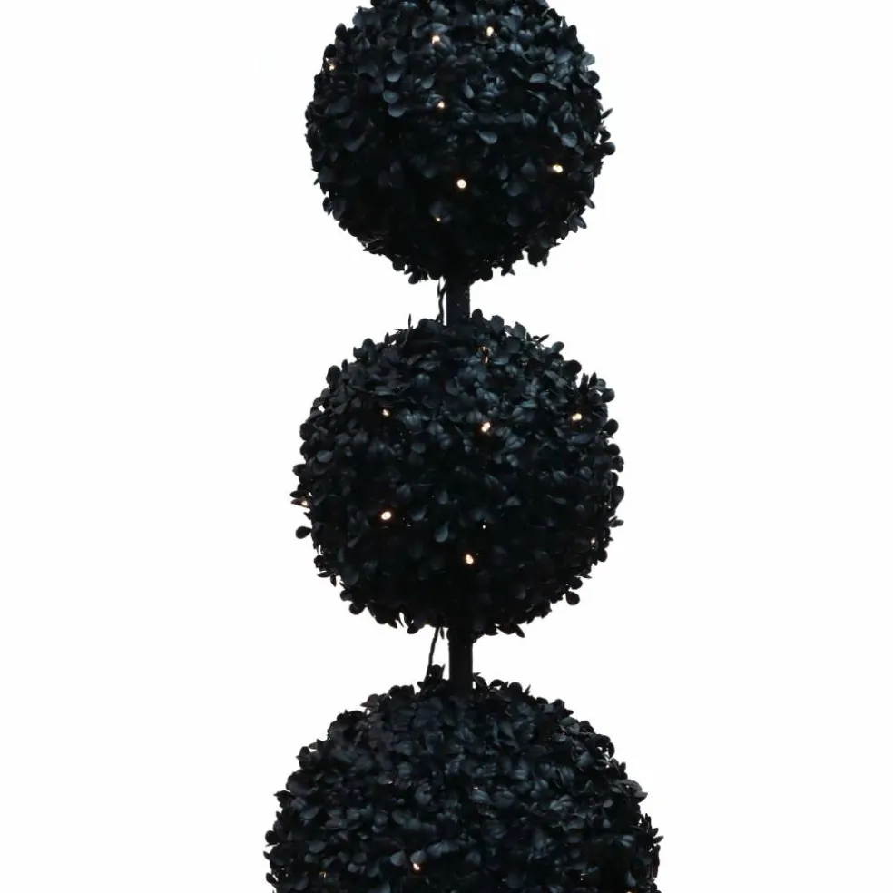 Pre-Lit Black Boxwood Ball UV Resistant Topiary by Ashland®