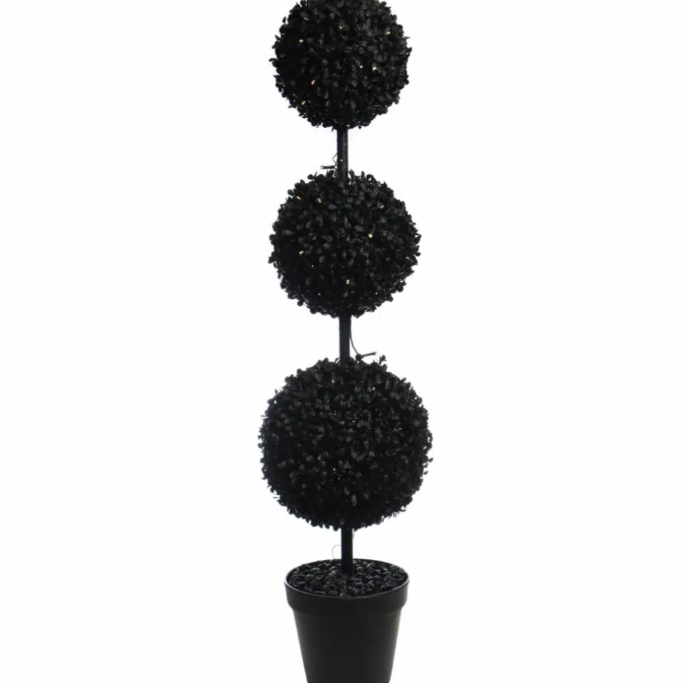 Pre-Lit Black Boxwood Ball UV Resistant Topiary by Ashland®