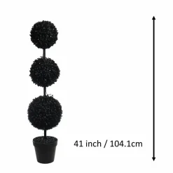 Pre-Lit Black Boxwood Ball UV Resistant Topiary by Ashland®