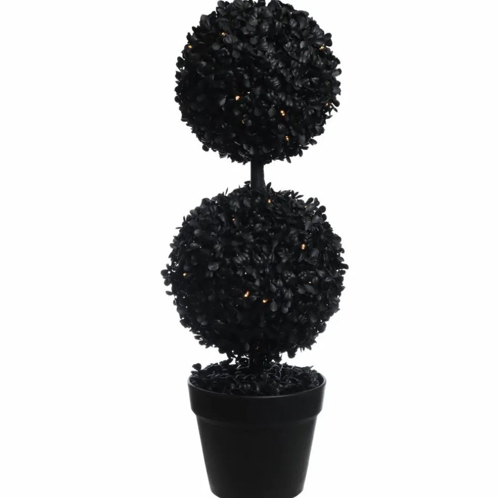 Pre-Lit Black Boxwood Ball UV Resistant Topiary by Ashland®