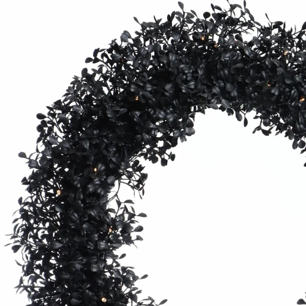 20" Pre-Lit Black Boxwood Wreath by Ashland®