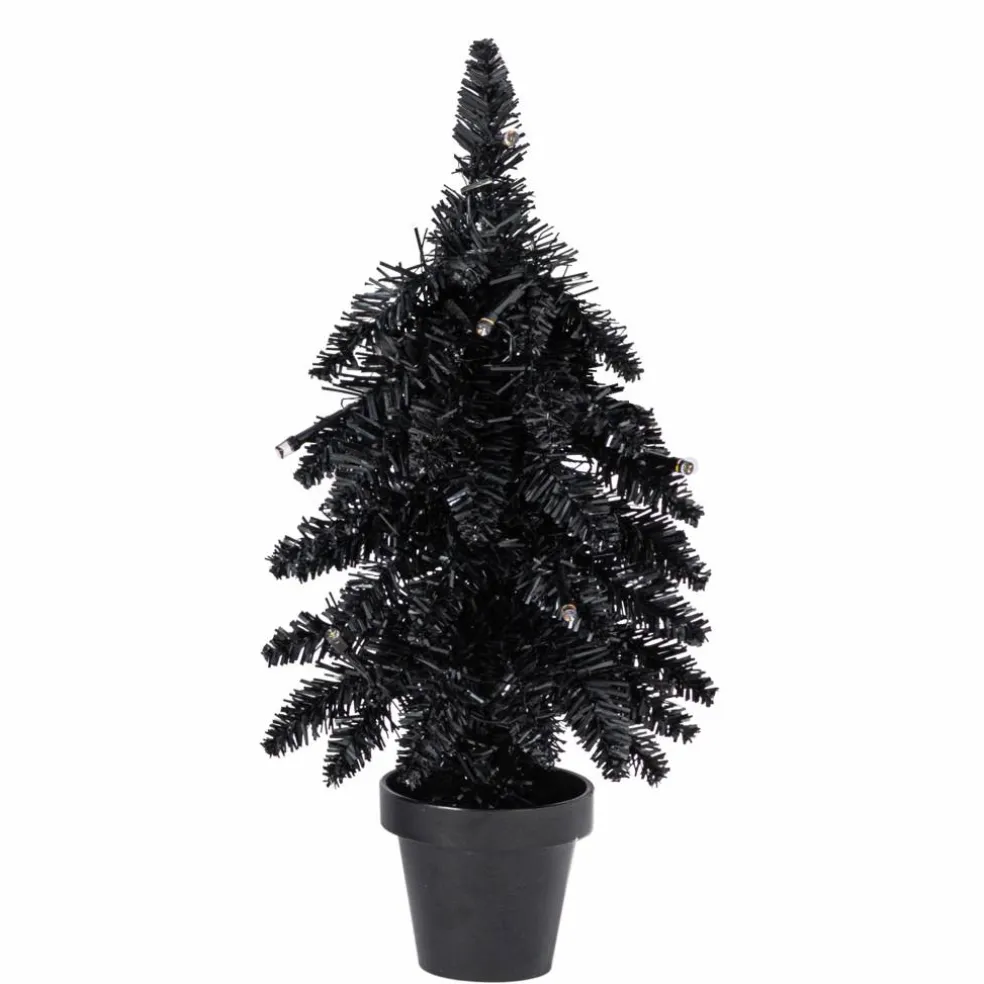 Pre-Lit Black Potted Tinsel Tree, Color Changing LED Lights by Ashland®