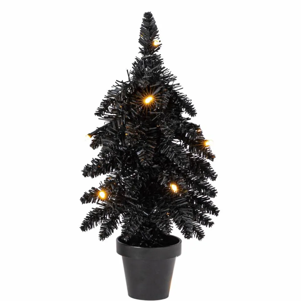 Pre-Lit Black Potted Tinsel Tree, Color Changing LED Lights by Ashland®
