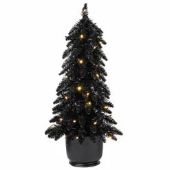Pre-Lit Black Potted Tinsel Tree, Color Changing LED Lights by Ashland®