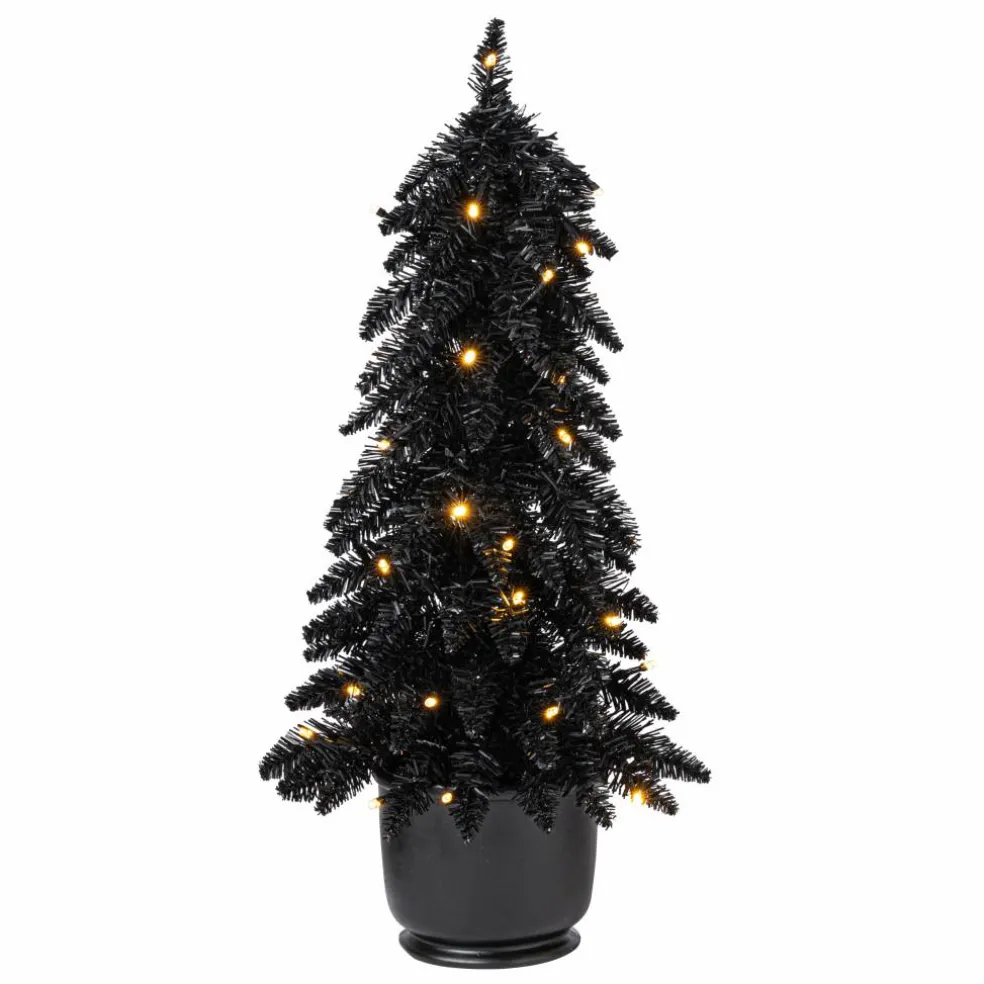 Pre-Lit Black Potted Tinsel Tree, Color Changing LED Lights by Ashland®