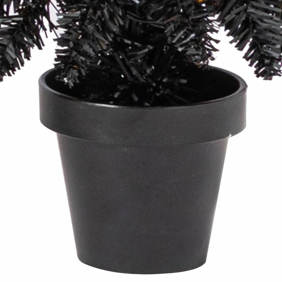 Pre-Lit Black Potted Tinsel Tree, Color Changing LED Lights by Ashland®