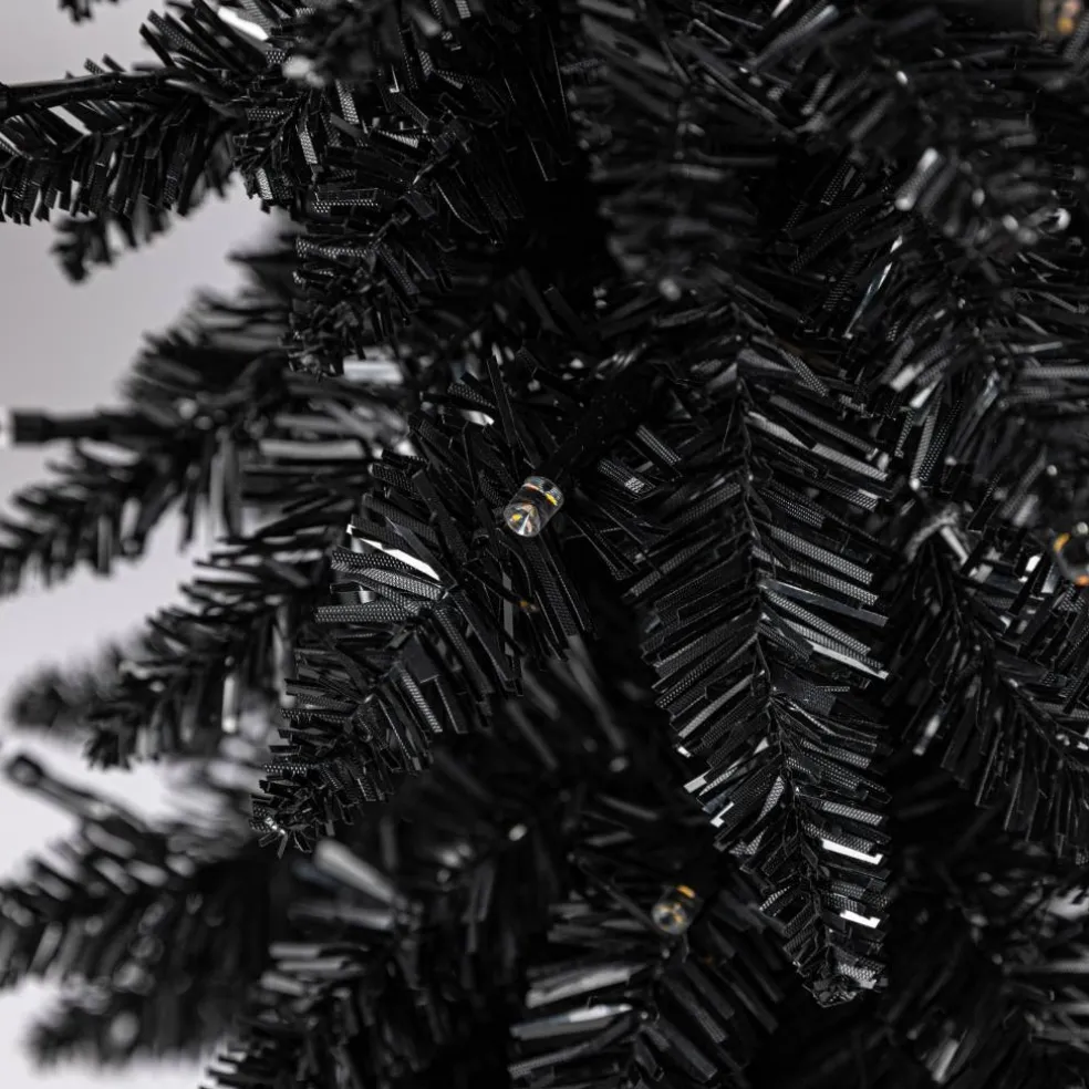 Pre-Lit Black Potted Tinsel Tree, Color Changing LED Lights by Ashland®