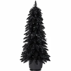 Pre-Lit Black Potted Tinsel Tree, Color Changing LED Lights by Ashland®