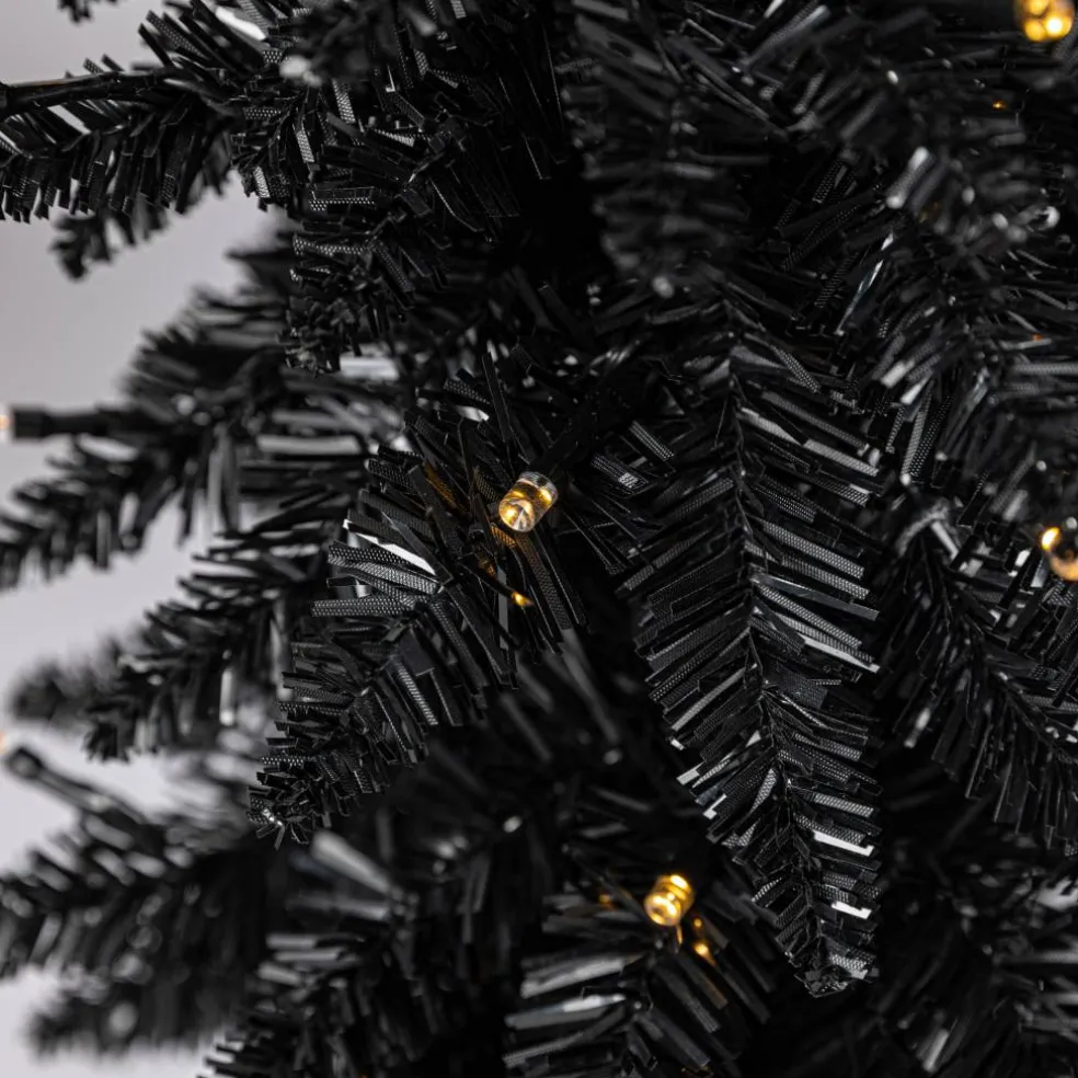 Pre-Lit Black Potted Tinsel Tree, Color Changing LED Lights by Ashland®