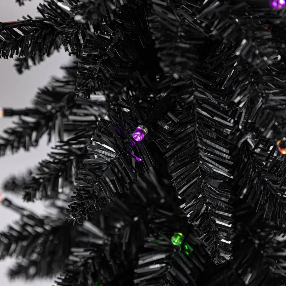 Pre-Lit Black Potted Tinsel Tree, Color Changing LED Lights by Ashland®