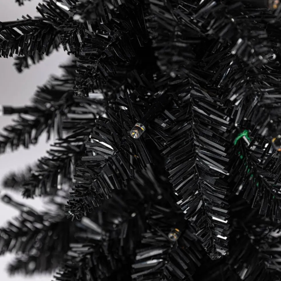 Pre-Lit Black Potted Tinsel Tree, Color Changing LED Lights by Ashland®