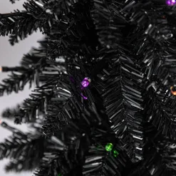Pre-Lit Black Potted Tinsel Tree, Color Changing LED Lights by Ashland®