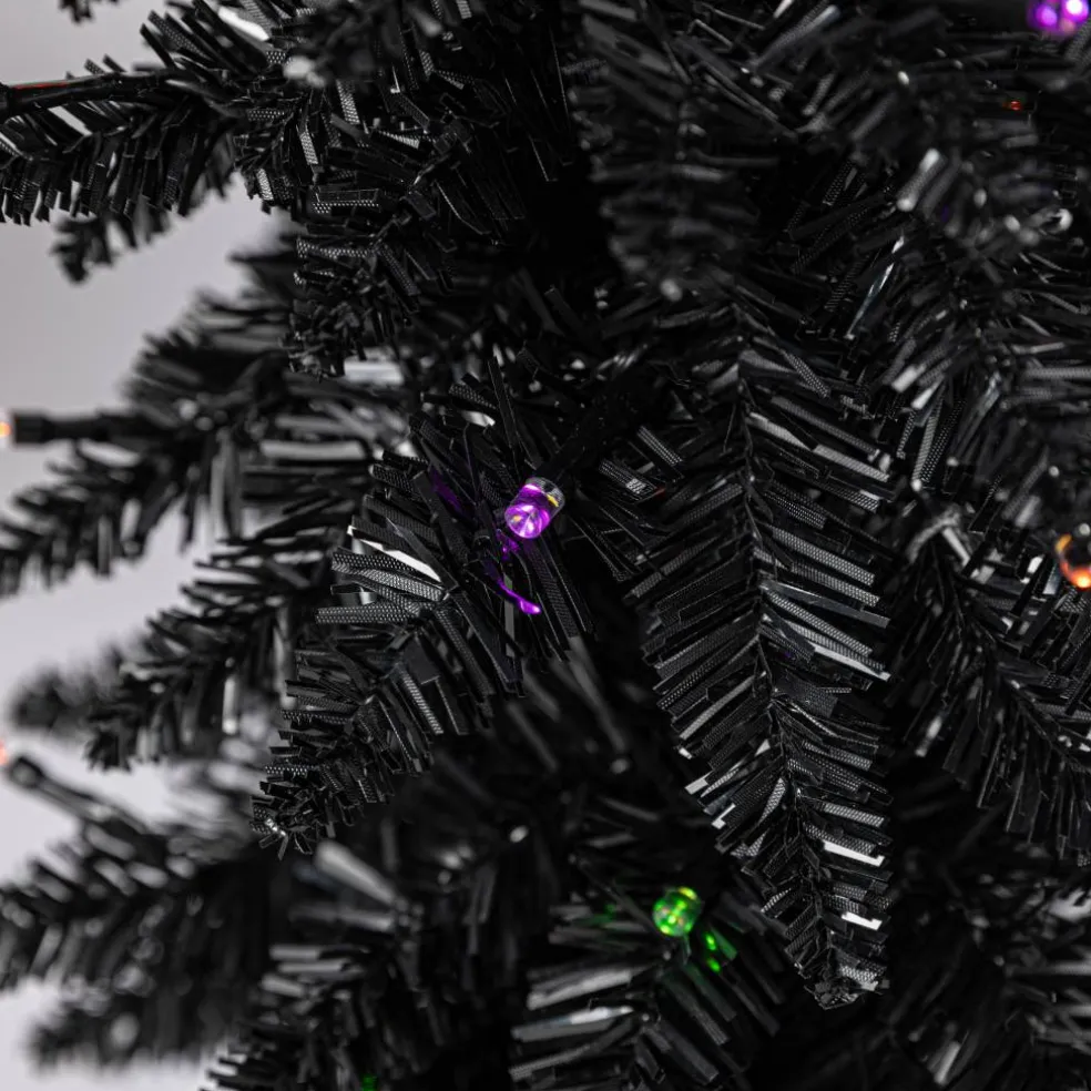 Pre-Lit Black Potted Tinsel Tree, Color Changing LED Lights by Ashland®