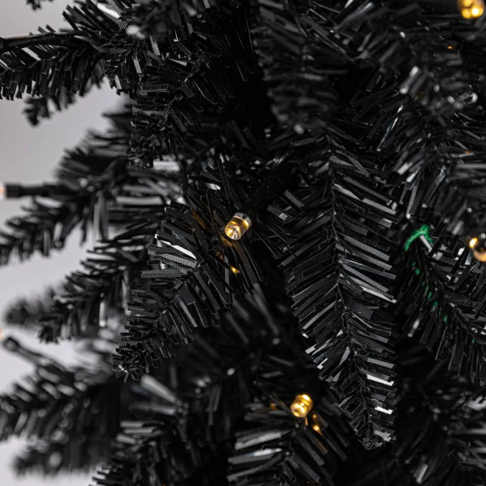 Pre-Lit Black Potted Tinsel Tree, Color Changing LED Lights by Ashland®